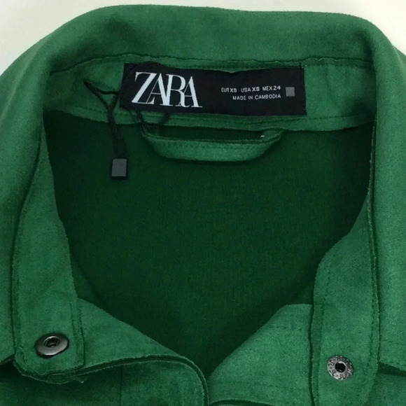 NWOT Zara Faux Suede Overshirt Jacket – Rich Green, Size XS - Picture 6 of 9